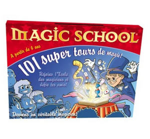 Rejoins l’Ecole des magiciens et défie tes amis ! Réalise 101 super tours de magie comme les épées du fakir ou bien encore la disparition d’une pièce. coffret jouet magie